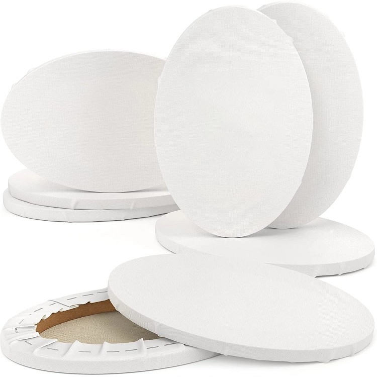 Stretched Canvas Oval Blank Canvases, 100% Cotton Art Supplies for Acrylic Pouring and Oil Painting