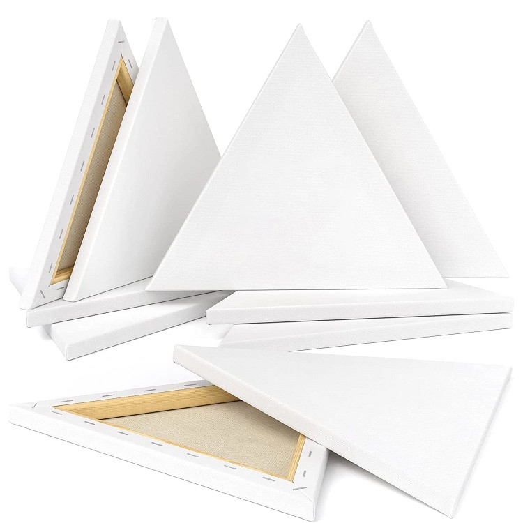 Stretched Canvas Triangle Blank Canvas on Pine Wood Frame 100% Cotton Art Supplies for Acrylic Pouring and Oil Painting