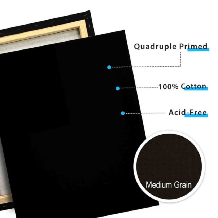 Wholesale wooden frame art blank stretched painting artist black canvas