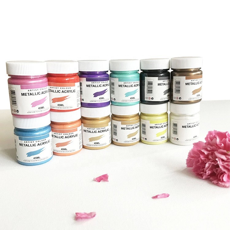 wholesale 45ml non-toxic artist metallic acrylic color paint
