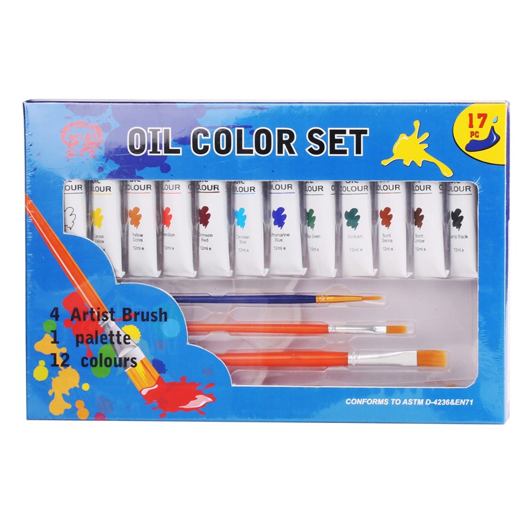 Competitive price 12colors 12ml oil paint and acrylic paint brush diy painting set