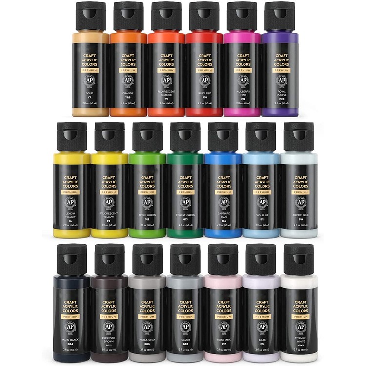 20 Colors, 60 ml Bottles, Water-Based, Matte Finish art kids artist acrylic paint