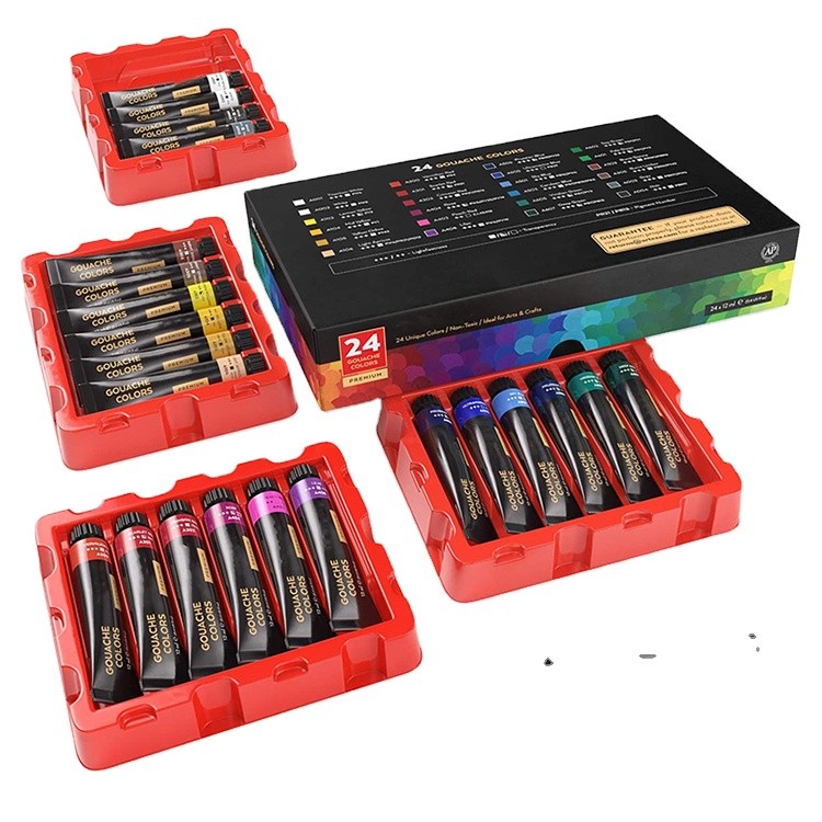 24 Colors/Tubes (24x12ml/0.4oz) with Storage Box, Rich Pigments, Vibrant art kids Acrylic Paint Set