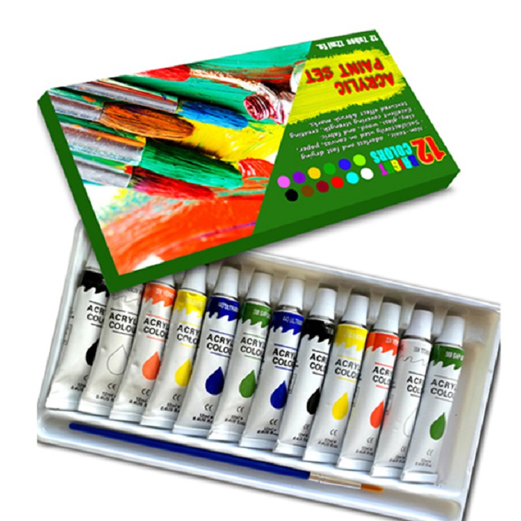 China factory low price acrylic emulsion paint Set Of 12 Tubes 12mL Each