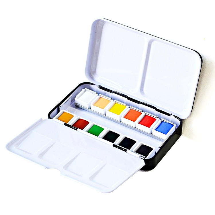 Amazon hot sale 12 transparency Watercolor Paint in Half Pans (in Tin Box)