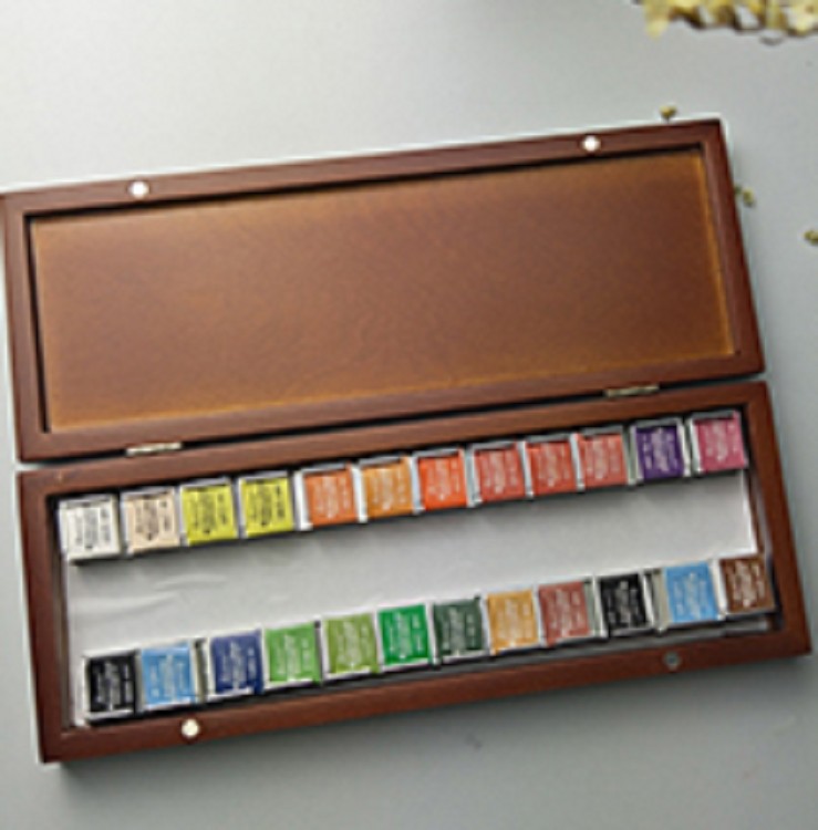 48colors professional colore watercolor solid paint wooden box set