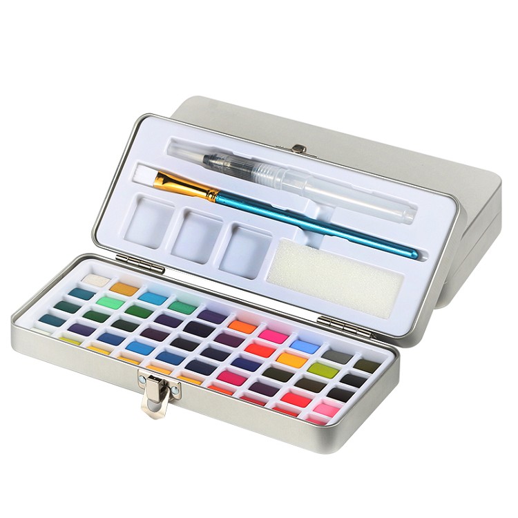50/72/90 colors solid watercolor paint tin box art set