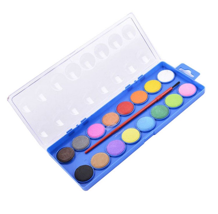 Children Kids Painting Set Non-Toxic Drawing Paint 16 Colors Solid Cake Powder Watercolor Paint Set For Kids Drawing