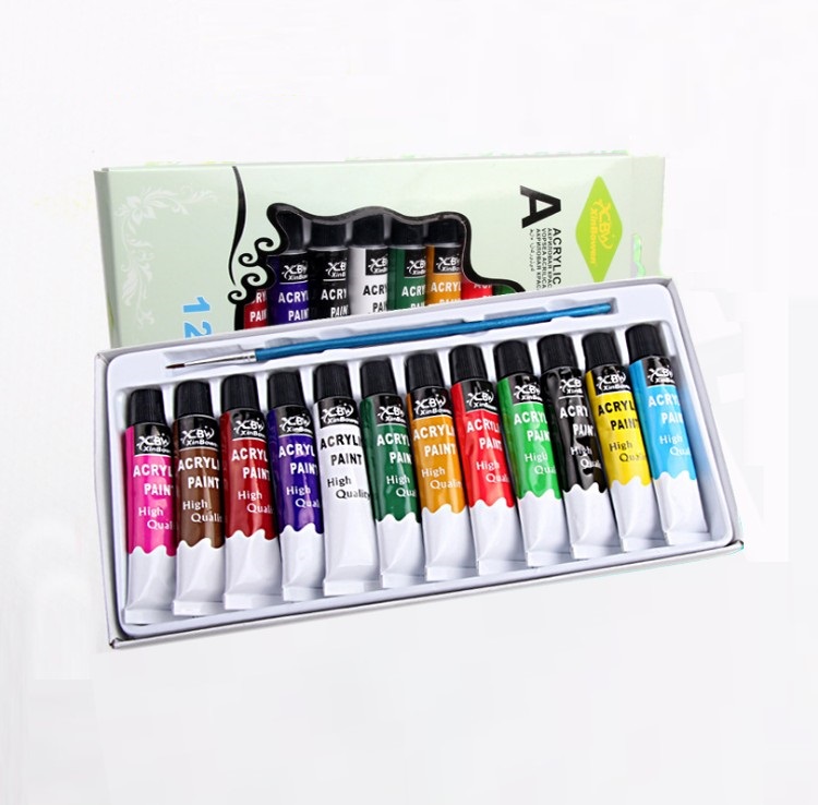 Professional Paint On Wall Clothes Painting 12 Colors 12 ml Non-toxic Artist Acrylic Colour Paint With Brush