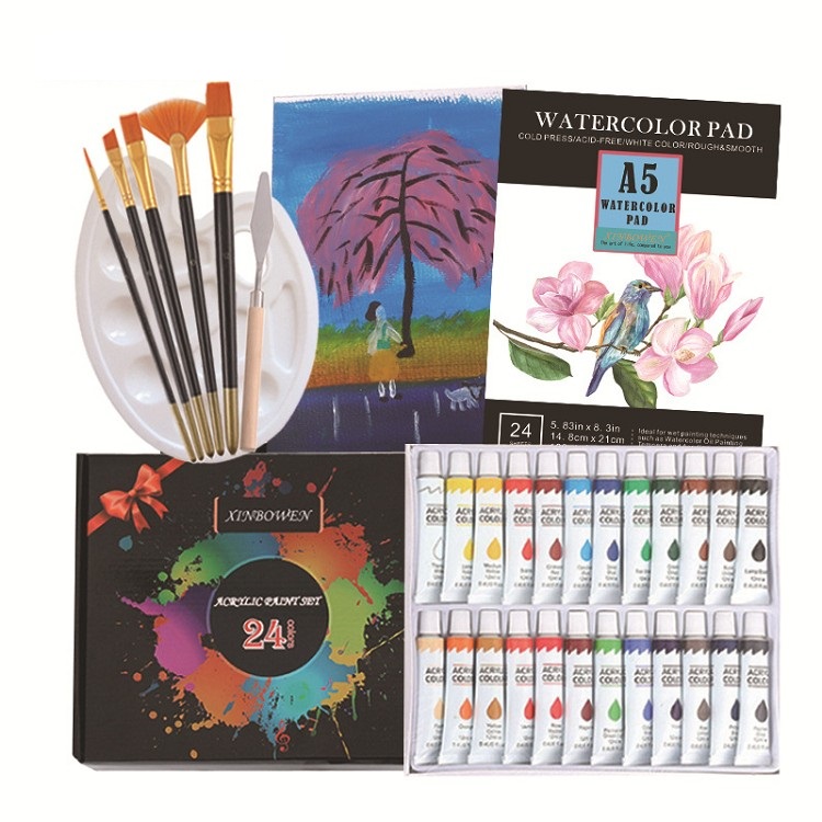 Amazon Hot Selling Washable 32 Pieces Acrylic Painting Art Kit Set For Kids