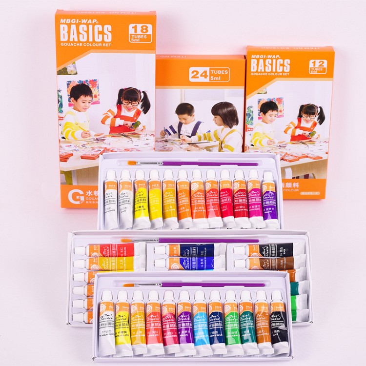 Gouache Paint Set 12 Colors 18 Colors 24 Colors 5ml Children Hand-Painted Painting Practice Watercolor Paint