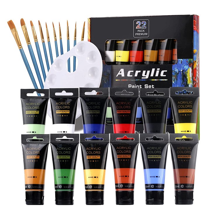 walmart acrylic paint 35ml tube acrylic paint set with brushes,palette and 12 colors acrylic paint