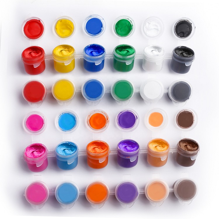 6/12/18/24/36/48 colors storage box jars acrylic paint pigment cup pot set for kids craft diy painting kit