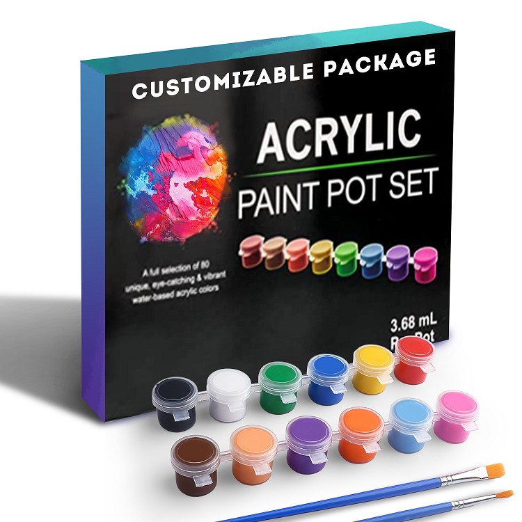 Best Selling Diy 12 Colors 3ml Drawing Painting Acrylic Paint Pots Set for Wood Rock Canvas Craft