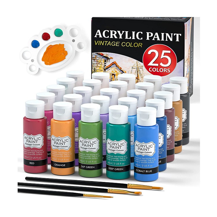 water based acrylic paint non toxic 25colors 60ml acrylic paint for Artists, Beginners and Kids