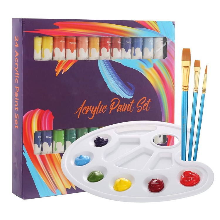 artist acrylic paint 24*12ml with palette and brushes painting set artists for drawing