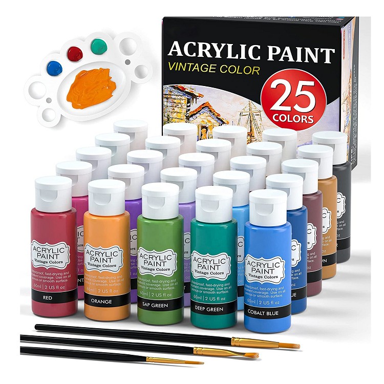 acrylic paint basics 60ml waterproof paint with brushes and a palette for artist