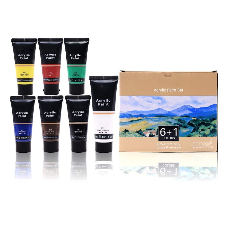 6 basic color paint with 1 plus white acrylic paint set artist in acrylic paint tube