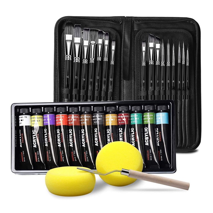 32pcs acrylic paint art set non-toxic 12 acrylic paint artist quality with brushes acrylic artist paint for art