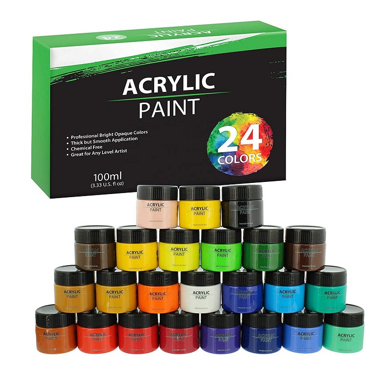 24 color paint non toxic paint for artist 100ml acrylic paint set