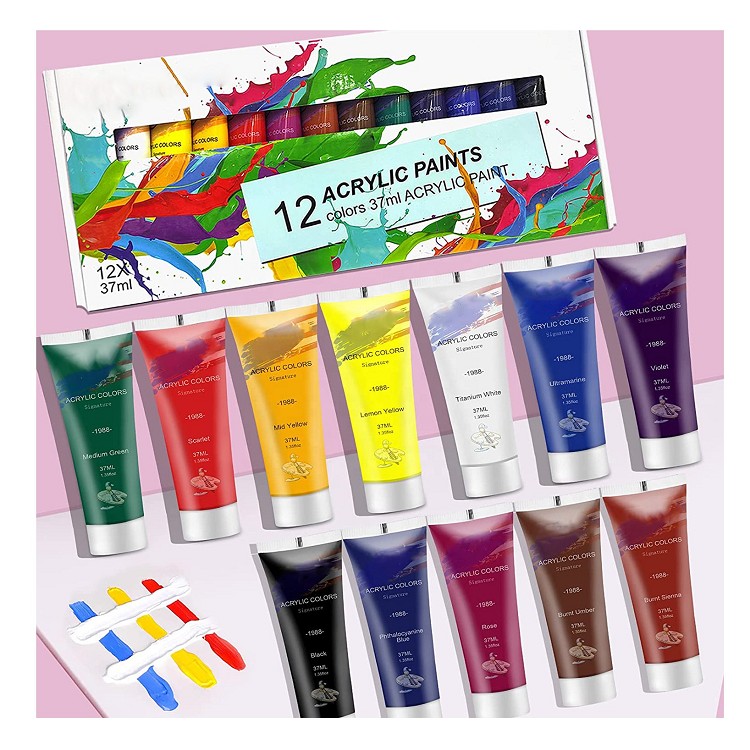 cheap acrylic paint 12 color paint 37ml non-toxic acrylic paint for canvas