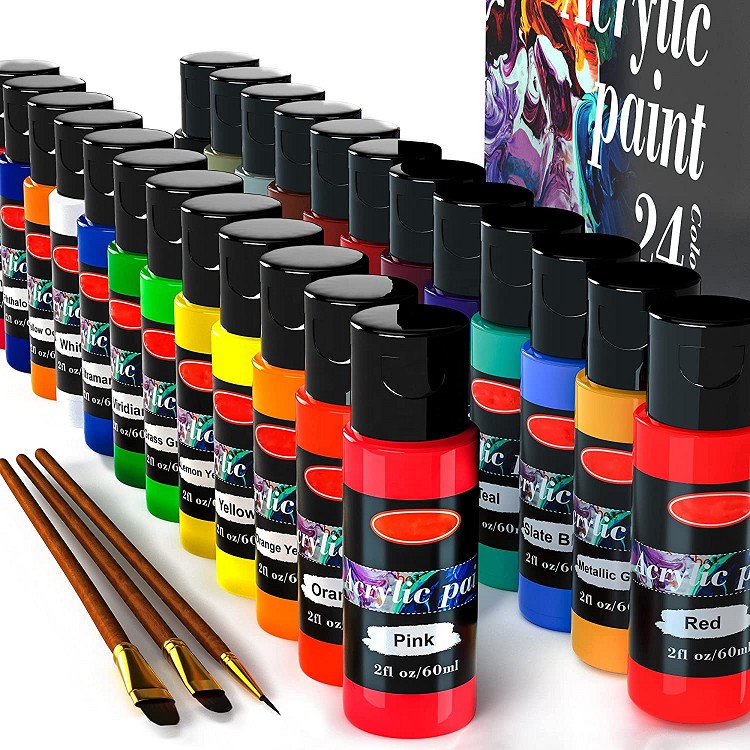 acrylic paint set 24colors in 60ml acrylic bottles high quality for art acrylic paint no toxic