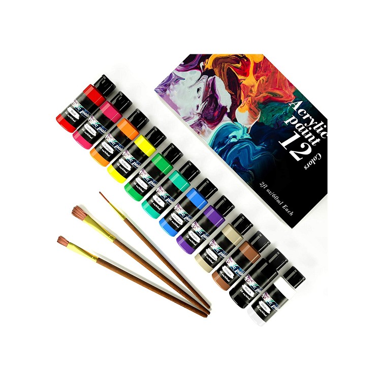 Professional Art Supplies Acrylic Paint60 ml acrylic paint set Acrylic Color with 3 nylon brushes