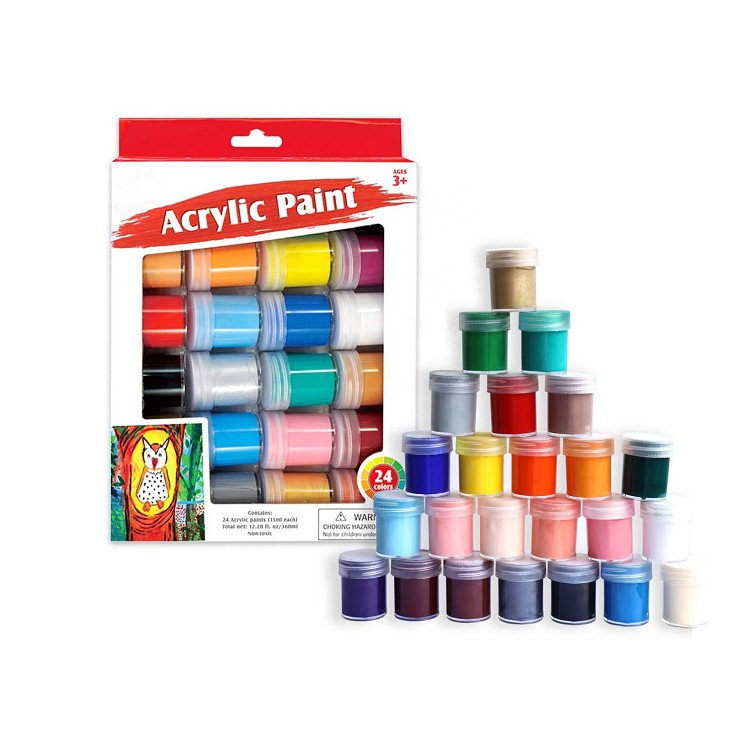 24colors 15ml plastic bottle acrylic color paint folk art acrylic paint on canvas, pad painting