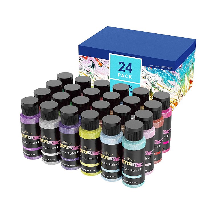 acrylic paint set 24 colours metallic acrylic paints by number for artist painting