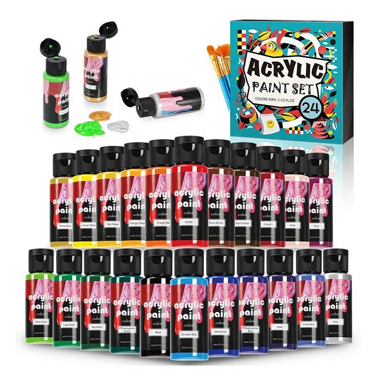 24/ 12 colors paints high quality acrylic paints in bottles color paint set acrylic