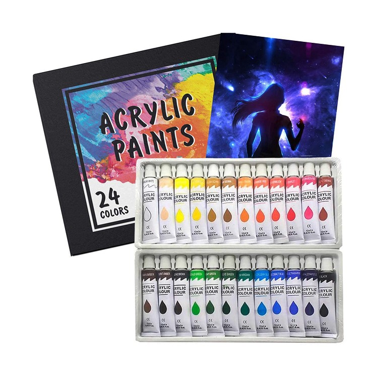 acrylic paint set, 24*12ml colours acrylic paint for kids and adult non toxic acrylic paint