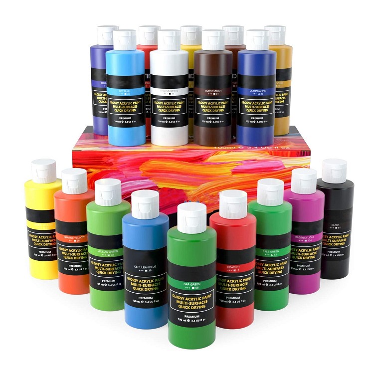 100ml acrylic paint set non-toxic 18colors jumbo acrylic paint set professional acrylic paint on canvas, pad