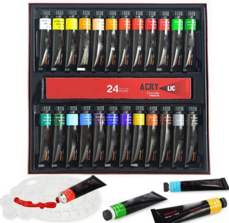 24pcs 12ml alu tube acrylic paint set