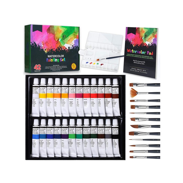 new design 42 Pcs Watercolor Set professional watercolor paint gift set with gift box