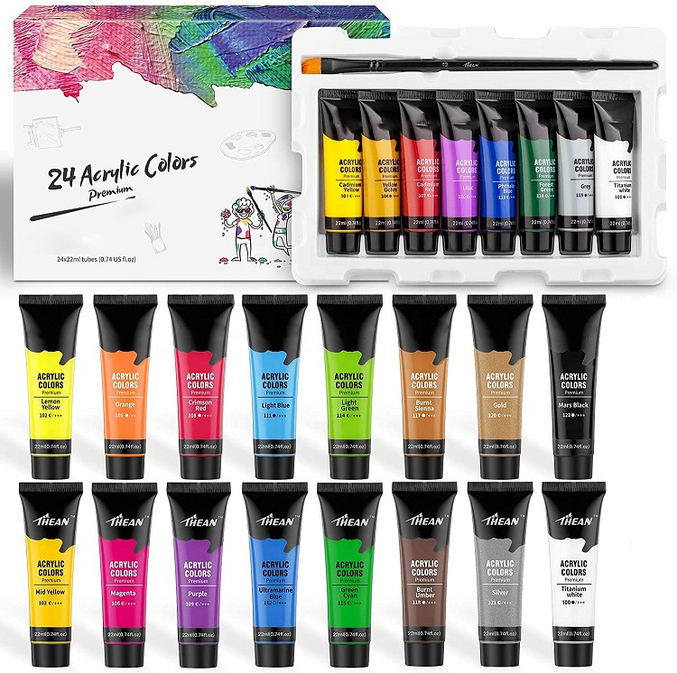 non toxic 24 pieces wholesale art acrylic paint set for kids