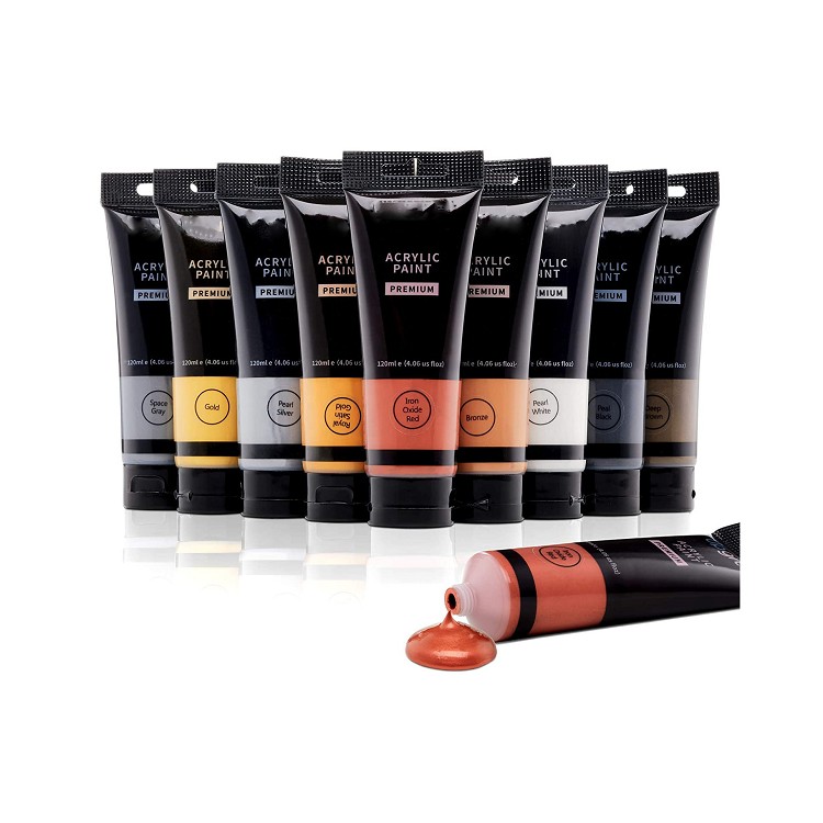 good quality 10colors artists paints metallic acrylic 120ml tubes for painting