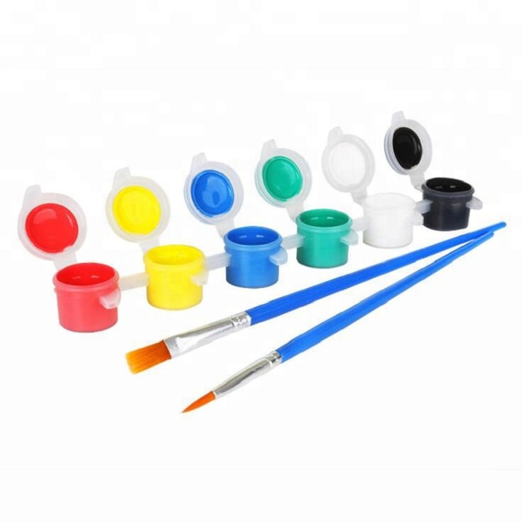 3ml 6 difference colors acrylic paint pots strip included 2 brushes