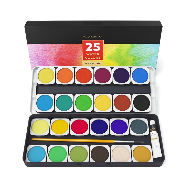 25Colors professional wood box package solid watercolor paint pack for watercolor painting