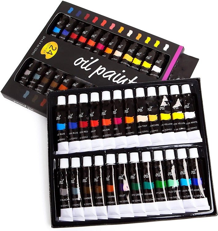 professional rich vivid 24 color set of art oil paint in 12ml tubes