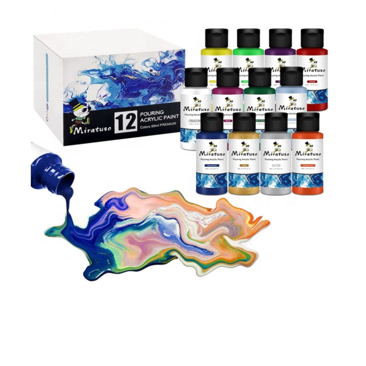 China factory Acrylic Pouring Paints (12 Colors, 60ml/2oz) Pre-Mixed High Flow Craft Paint Set Acrylic Pouring Art