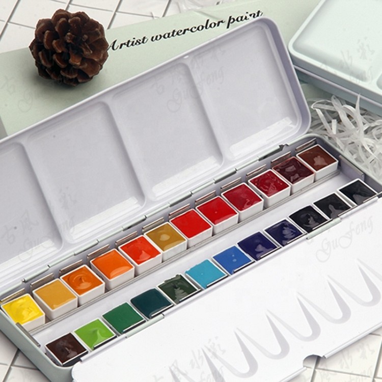 Factory direct 12 24 36 48 colors professional solid watercolor paint travel watercolor water colors set