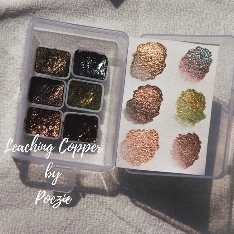 Custom 6 colors gem color superior set glitter metallic watercolor