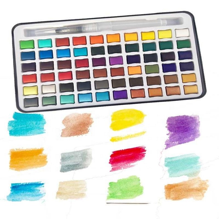 60 colors travel water color supplies customizable dried printing premium paint watercolor water colour set