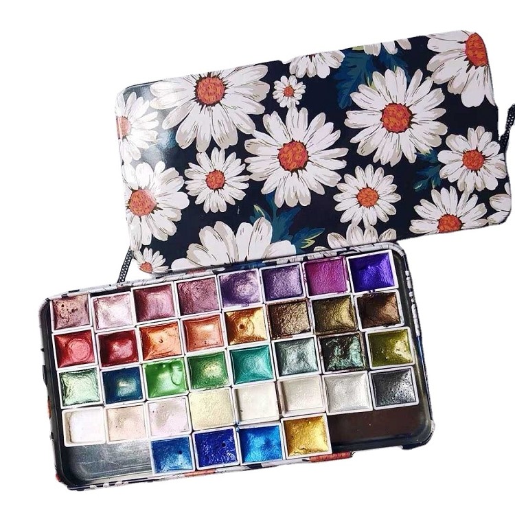 36 water color glitter art metallic watercolor glitter paint painting set pearl metallic