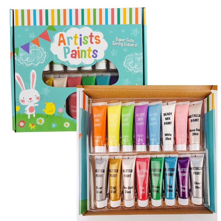High quality colorfast waterproof 36ml 18 colors acrylic paint kids paints acrylic set