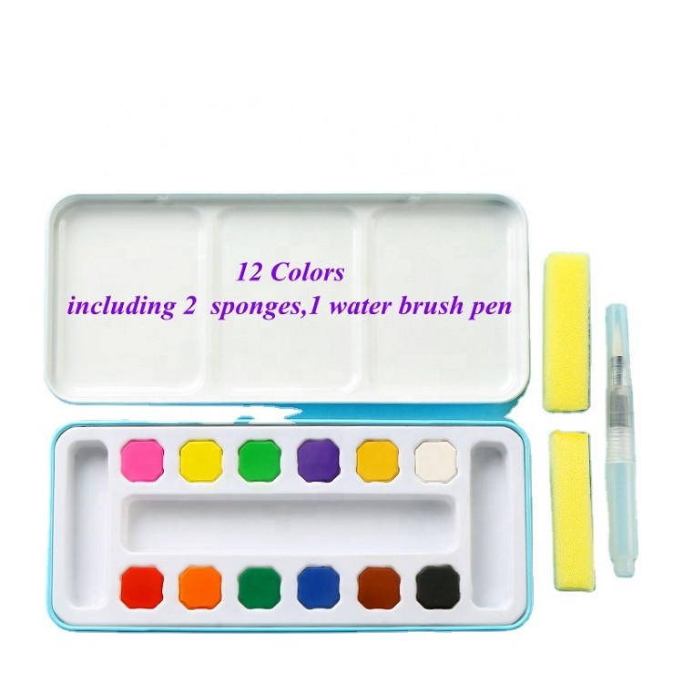 12 non-toxic water colour watercolour paint set cake water color watercolor cake set watercolor cake painting