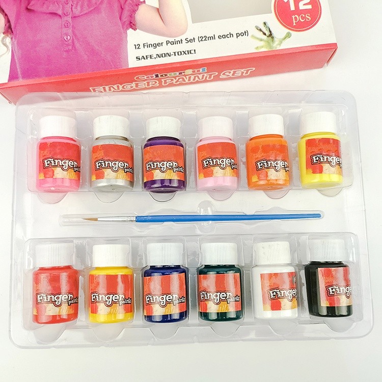 12 color 22 ml kids baby finger paint paper pad kids set water finger painting for kids baby toddlers non toxic