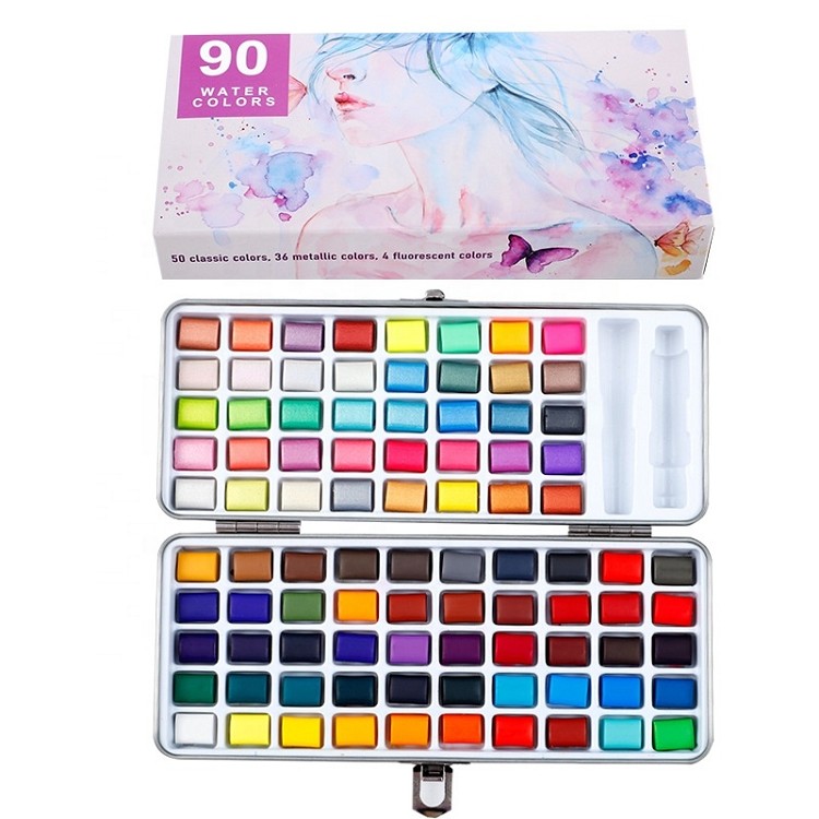 90 colors Solid water color watercolor watercolor paint set