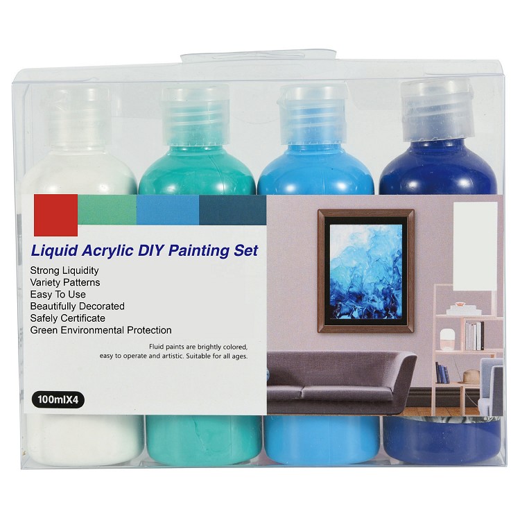 Directly Factory 2021 New OEM 4 pcs 100ml water proof pouring liquid tempera paint