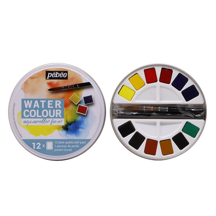 Multi-effect 12 half pans and 24 half pans oval box/ square metal box/round metal box watercolor